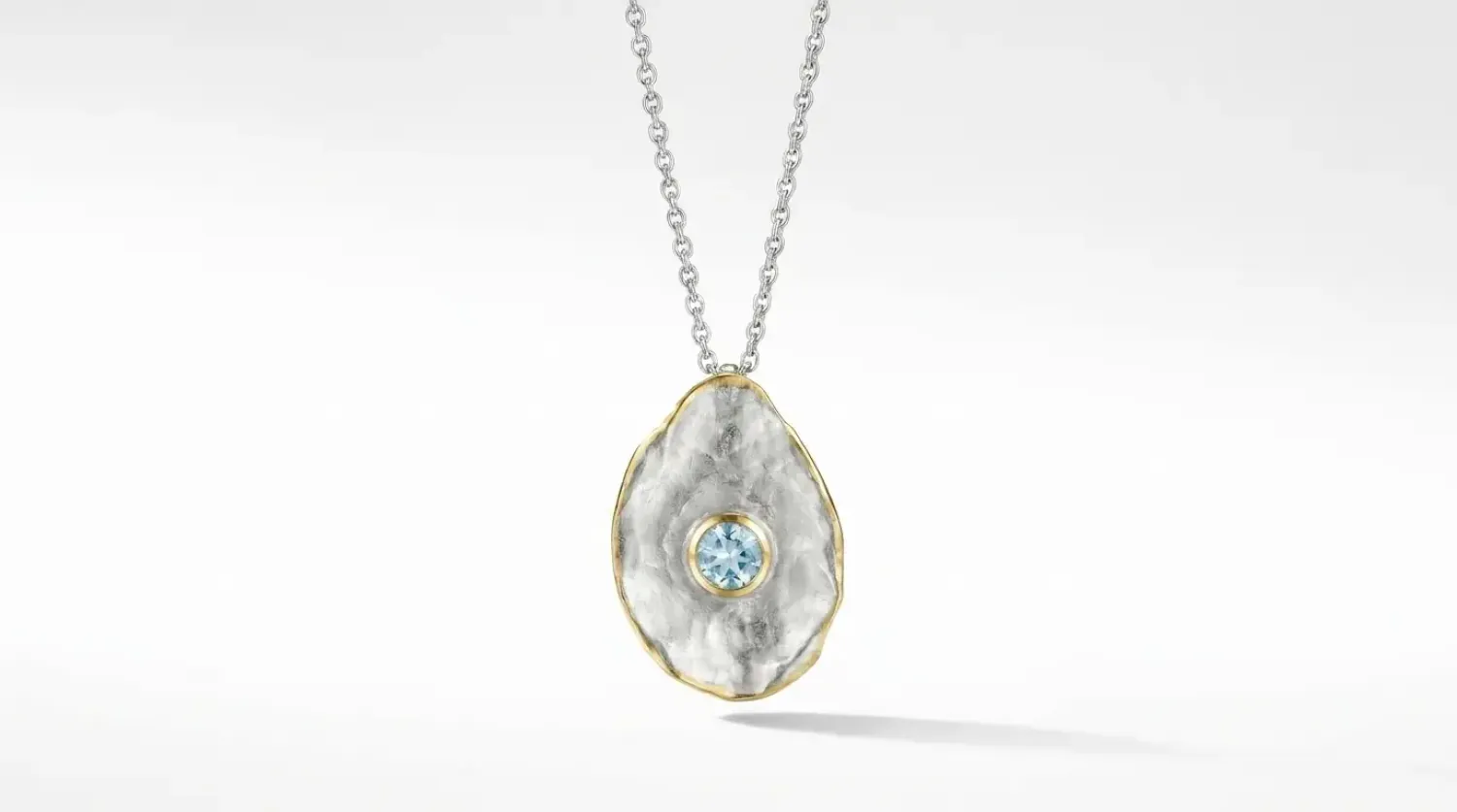 Preview: Halskette Heather 925 Sterling Silber vergoldet mit himmelblauem Topas